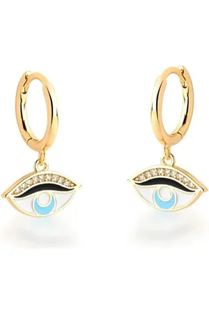 Ania Store Infantil - Brinco Argola Olho Grego Semijoia Banhado a Ouro 18k