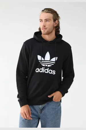 adidas Blusa de Moletom Fechada Trefoil com Capuz Preta