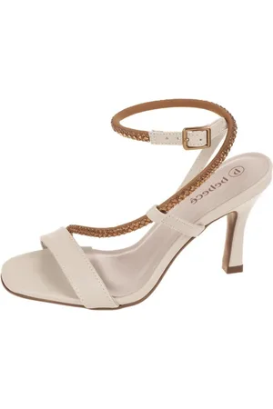 Santa Rosa Sandália Feminina de Salto Alto Fino Off White Brilho Confortável