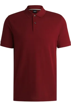 HUGO BOSS Polo Pallas Regular-Fit De Algodão Com Logo Bordado Vermelho - EEGG