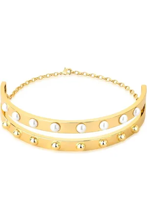 Ania Store Infantil - Colar Choker Duplo Pérolas Semijoia Banhada a Ouro 18K
