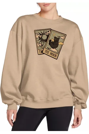 Relaxado Blusa de Frio Moletom Feminino Sem Capuz Confortavel Macio Tarô