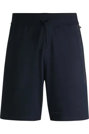 HUGO BOSS Shorts De Algodão Terry Com Logo Metalizado Escuro - M-M