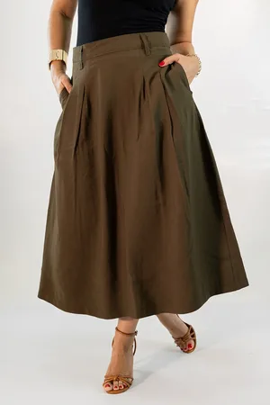 Anticorpus JeansWear Saia Social Midi Alfaiataria Feminina Anticorpus