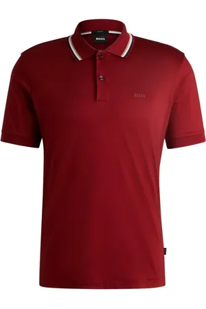 HUGO BOSS Polo Slim Em Algodão Com Colarinho Às Riscas - M-M