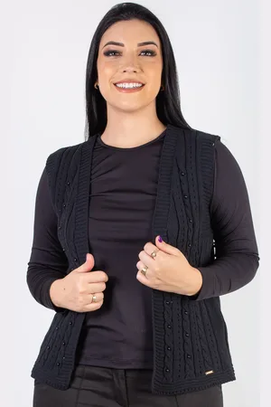 Enluaze Colete de malha feminino com tranças 60006