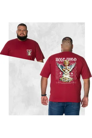 Nexstar Camiseta Plus Size Extra Grande Estampada Confortável Algodão Holy Child - Bordo