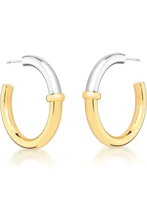 Ania Store Infantil - Brinco Argola Duo Semijoia Banhado a Ouro 18K e Ródio Branco