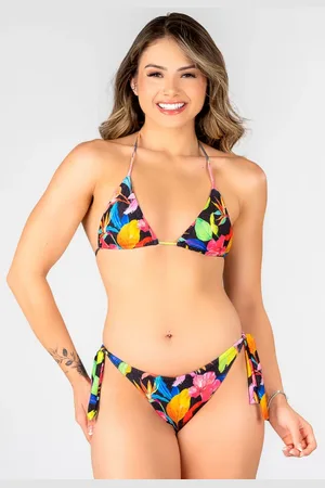 Summer Soul Biquíni Cortininha Empina Bumbum Com Amarração Folhagem