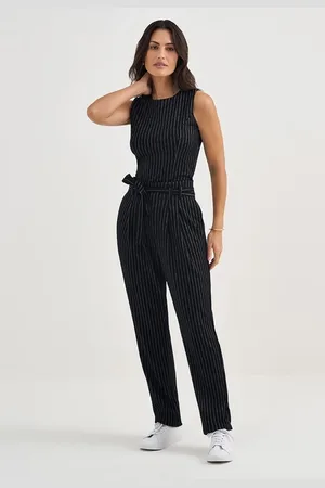 Principessa Calça Reta Regular de malha Risca de giz preto /branco Dany