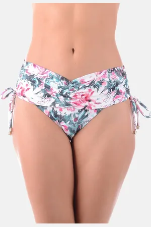 Summer Soul Calcinha Cintura Baixa Cós Franzido Com Amarração Floral
