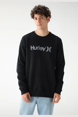 Hurley Blusa de Moletom Flanelada Logo Preta