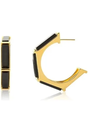 Ania Store Infantil - Brinco Argola Sextavada Pedra Natural Semijoia Banhado a Ouro18k