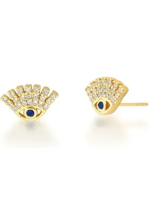 Ania Store Infantil - Brinco Olho Grego Mini Cravejado Zircônias Banhado a Ouro 18K