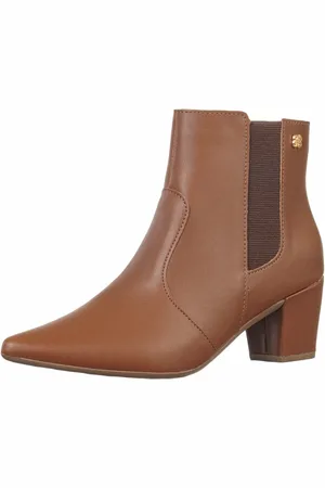 Gigil Coturno Bota Salto Grosso Bico Fino Caramelo