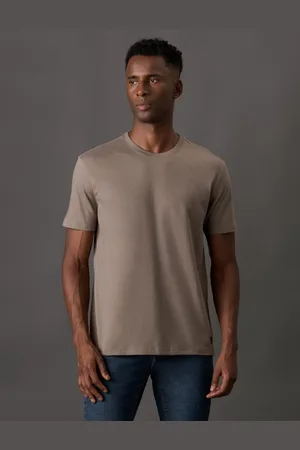 Calvin Klein Camiseta Masculina Flamê - Caqui Medio