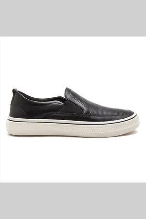 Democrata Tênis De Couro Masculino Slip On Denim Fender Elástico 290201