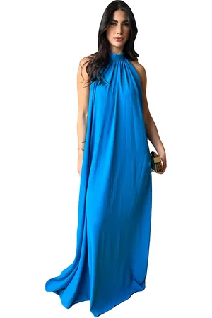 Miesse Vestido Festa Decote Costas Gola Celeste