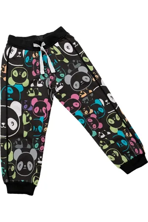 Bueno Infantil - Calça de Moletom Quentinha Menino Festa Lazer Pijama Personagens Panda Preto