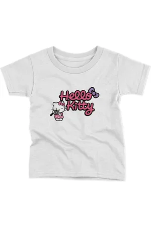Bueno Infantil - Camiseta Menina Manga Curta Estampada Algodão Conforto Moda Verão Personagens Cat e Mouse Rosa e Branco