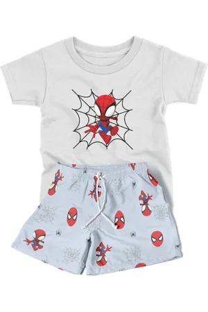 Bueno Infantil - Conjunto Menino 2pçs Camiseta Manga Curta e Shorts Personagens Cabeça Aranha