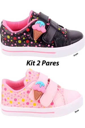 Fanclub Infantil - Kit 2 pares Tênis Feminino Sorvetinho Meninas - PRETO/