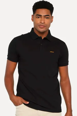 Colcci Polo Masculina Piquet Orange Logo Preta