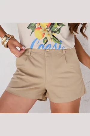 Revanche Shorts Jeans Color Cinto Removível Feminina Haría