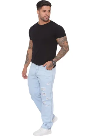 Alleppo Jeans Calça Masculina Balão Rasgada Delave Alleppo