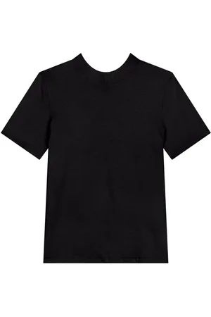 LEZ A LEZ Blusa Básica De Mangas Curtas Com Gola Canelada