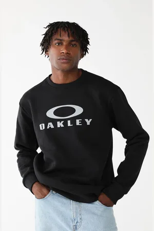 Oakley Blusa de Moletom Flanelada Fechada Reta Crew Neck Preta