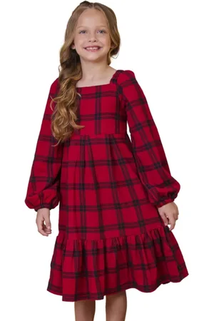 Look Jeans Infantil - Vestido Juvenil Flanela Xadrez