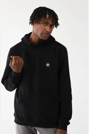 Hang Loose Blusa de Moletom Flanelada Fechada Reta Com Capuz Preta