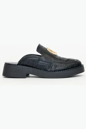 LANCA PERFUME Mocassim Mule Com Logo Metalizada