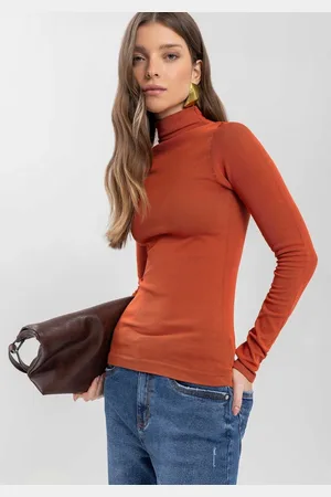 LEZ A LEZ Blusa De Mangas Longas Com Gola Alta Em Malha Seamless