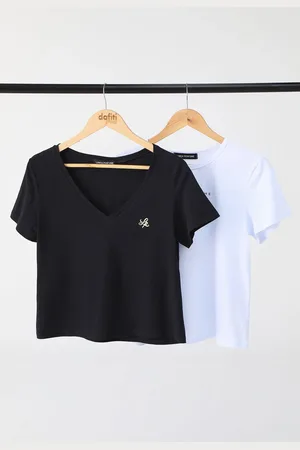 LANCA PERFUME Kit 2pçs Camiseta Fechada Slim Logo Bordado Preta