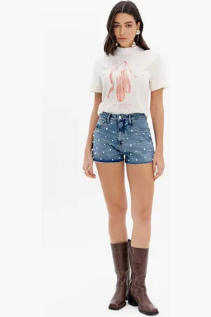My Favorite Things Short Jeans Grandfather com Aplicações