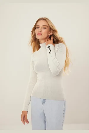 LEZ A LEZ Blusa De Mangas Longas Com Gola Alta Em Malha Seamless