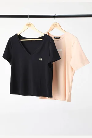 LANCA PERFUME Kit 2pçs Camiseta Fechada Slim Logo Bordado Preta