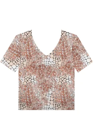 LEZ A LEZ Blusa Estampada Em Malha De Viscose Com Mangas E Gola V