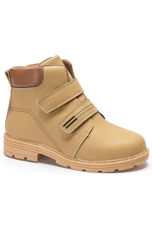 Pequito Infantil - Bota Masculino Calce fácil Preto e Caramelo