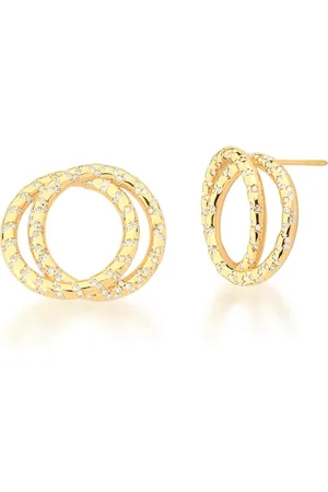 Ania Store Infantil - Brinco Circular Duplo Cravejado Semijoia Banhado a Ouro 18K