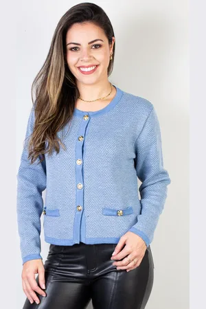 Enluaze Casaco Domizia feminino de malha com botões 61512 - /Cinza