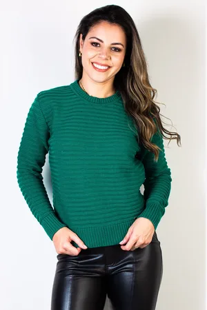Enluaze Blusa Domizia feminina de malha gola redonda 61569