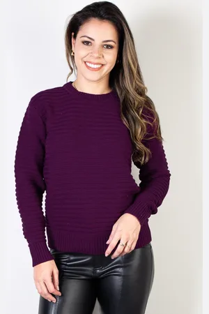 Enluaze Blusa Domizia feminina de malha gola redonda 61569 - Bordô