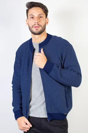 Enluaze Jaqueta Éramuz de malha masculina com bolsos 50612 - Azul Marinho