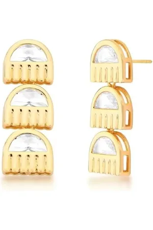 Ania Store Infantil - Brinco com Cristal Triplo Semijoia Banhada a Ouro 18k