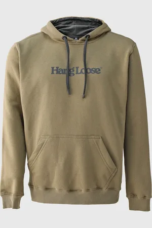 Hang Loose Blusa de Moletom Fechada Reta Canguru Typo