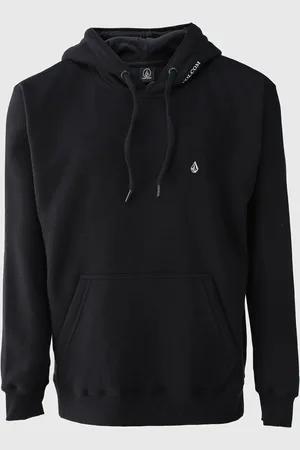 Volcom Blusa de Moletom Fechada Reta Canguru Single Preta
