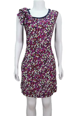 EMIGÊ Vestido Luigi Bertolli Curto Floral Laço Multicolorido Produto Gentilmente Usado